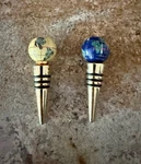 Alexander Kalifano Set Of Gemstone Globe Wine Bottle Stoppers With Gold-tone. Fixed Price $10.00.