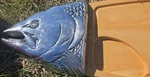 Rare Vintage Large Wood Metal Fish Buffet Cutting Serving Board. Fixed Price $119.99.
