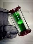 Green Liquid Water Sand Brass Timer - 8 Inch Maritime Hourglass. Fixed Price $44.99.