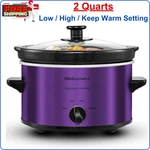 Elite Gourmet 2 Quart Purple Slow Cooker With Adjustable Settings And Easy Clean. Fixed Price $45.94.