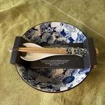 Sh Home 42OZ Blue Ceramic Ramen Noodle Soup Bowl Chopsticks Spoon Asian Motifs. Fixed Price $34.95.