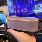 Noritake Primastone Ceramic Covered Butter Dish Purple Oval Glossy Lid Included. Fixed Price $20.17.