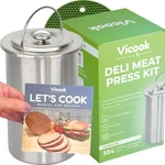 Vicook Deli Meat Press Kit - Stainless Steel Lunch Mold & Thermometer. Fixed Price $67.80.
