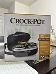 Crock-pot Little Triple Dipper Slow Cooker Set W/ Travel Bag 16OZ 100W. Fixed Price $48.00.