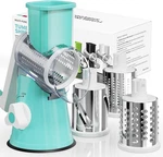 Rotary Cheese Grater Hand Crank Shredder 3 Interchangeable Blades Suction Base. Fixed Price $23.74.