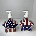 Boston Warehouse Americana Mustard & Ketchup Pumps / Dispensers. Fixed Price $26.23.