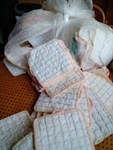 Kitchen Collections Tan And White Lot Of 10 Pot Holders/ Rags. Fixed Price $5.00.