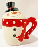 Snowman Cookie Jar/mug With Lid 14 Oz Ceramic Collections Christmas Time W/ Box. Fixed Price $19.99.