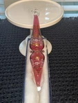 Vintage Egyptian Blown Glass Pinkish & Gold Floral Design Ornament Box. Fixed Price $28.00.