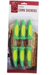 Corn The Cob Skewers Holders 6 Pk Large 5" Green & Yellow Steel Prongs. Fixed Price $9.95.