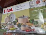 T-fal 12PC Simply Ceramic Cookware Set Beige. Fixed Price $53.50.