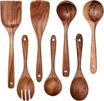 7PC Wooden Cooking Utensil Set Non Stick Kitchen Spatula Spoon Tool. Fixed Price $25.99.