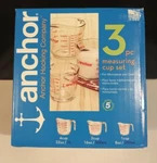 Anchor Hocking 77940 3-PIECE Measuring Cup Set, Of 3, Clear New !. Fixed Price $49.99.