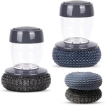 Soap Dispenser Palm Brush Sponge For Kitchen Sink Pan Pot (2PCS + 2EXTRA Pads). Fixed Price $10.99.