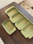 Green Mcm Vintage Lady Arnold 5 Piece Serving Tray Set Kitchenware Retro 1960S. Fixed Price $30.00.