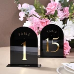 Uniqooo Black Arch Wedding Table Numbers With Stands 1-15, Gold Foil Printed .... Fixed Price $56.01.