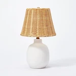 Ceramic Table Lamp With Rattan Shade White - Threshold Designed Studio. Fixed Price $43.99.