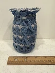 Vintage Hand Crocheted 5" Jar Cover, Blues. Fixed Price $8.99.