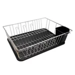 Better Chef 16" Chrome Dish Drying Rack With Black Drain Board Tray Kitchen Orga. Fixed Price $37.99.