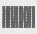 Threshold Performance 20 X 30 Plus Bath Mat 100% Cotton Gray Stripe. Fixed Price $16.95.