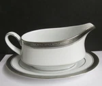 Crestwood Platinum Pattern By Noritake Gravy Boat And Underplate Relish Butter. Fixed Price $49.95.