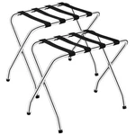 Set Of 2 Folding Luggage Rack Chromed Metal Suitcase Holder Shelf For Home Hotel. Fixed Price $74.99.