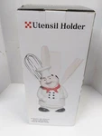 Fat Chef Ceramic Holder Kitchen Figurine & Utensils Nib 8.125" X 3.5". Fixed Price $15.74.