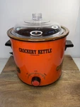 Vintage Crockery Kettle Stoneware Slow Cooker 3.5 Quarts Orange Kmart Near Mint. Fixed Price $38.99.
