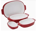 Kitchenaid KBLR04NSBF Nesting Oval Ceramic 4-PIECE Bakeware Set Red. Fixed Price $185.99.