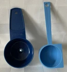 Vintage Tupperware 41-56 Blue Coffee Scoop Level & 877-5 Navy Mini Funnel. Fixed Price $17.99.