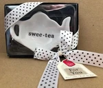 Nib Kate Aspen White "swee.tea" Ceramic Bag Caddy Black Serving Tray. Fixed Price $15.99.