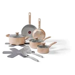 T-fal 12PC Simply Ceramic Cookware Set Beige. Fixed Price $64.99.