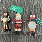 Lot Of 3 Russ Berrie Ornaments Shelf Sitter Snow Man Santa Christmas Sampler New. Fixed Price $22.00.