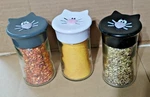 Joie Msc Meow Spice Bottles Set Of 3 Black, White And Gray Cat Unused Kitchen. Fixed Price $10.00.