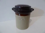 Stoneware Fat Grease Drippings Crock Strainer & Lid Brown Tan Vintage (S2. Fixed Price $69.99.