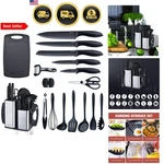 Kitchen Utensils Set 18-PIECE Cooking Tools Sharp Knives Stainless Steel Holder. Fixed Price $81.23.