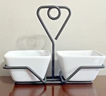 Pampered Chef Simple Additions Small Caddy With 2 White Square Bowls. Fixed Price $16.00.