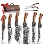 Purple Dragon Butcher Knife Set Tiger-head, 8 Pcs With Roll Bag. Fixed Price $65.45.