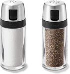 Oxo Salt And Pepper Shaker Set, Clear, Stainless Steel. Fixed Price $29.92.