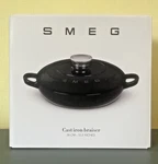 Smeg Cast Iron Saute Pan 26 Cm, Black, Collection Enamelled Braised. Fixed Price $184.00.