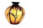Correia Glass "amber And Black Bamboo" Vase Short 8567. Fixed Price $1050.00.