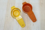 Vtg Tupperware Egg Separator Mini Sifter Tea Strainer Lot (2) 779/879 Orange/yel. Fixed Price $6.25.