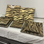 Zodax Hand Painted Glass Plate Saucer Gold Zebra Set Of 8 Heavy. Fixed Price $37.50.