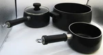Pampered Chef 3-PIECE Non-stick Cookware Set With 1 Lid.. Fixed Price $89.99.