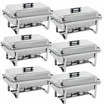 6PCS Stainless Steel Chafing Dish Buffet Trays Chafer Set Kitchenware 8QT. Fixed Price $154.46.