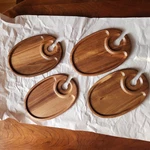 Picnic Time Wine Appetizer Plates Set Of 4 Acaciawood Cocktail Glass.... Fixed Price $25.99.