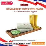 Ballard Double Boot Tray With Frame Hammered Copper Shoe Floor Mat Holder. Fixed Price $49.65.