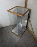 Vintage Oak Wood & Glass Counter Showcase Display Cabinet Vitrine Mirror. Fixed Price $180.00.