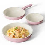 4PC Nonstick Cookware Set Pink Detachable Handle Pots Pans Stackable Kitchen. Fixed Price $36.99.