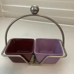 Pampered Chef Simple Additions Small Caddy With Two Square Purple Bowls. Fixed Price $18.00.